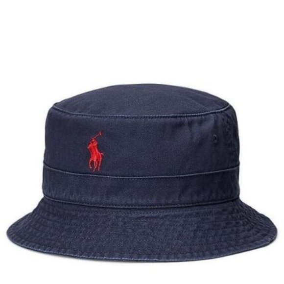 NWT MEN'S POLO RALPH LAUREN DENIM LOGO BUCKET HAT - Picture 1 of 6